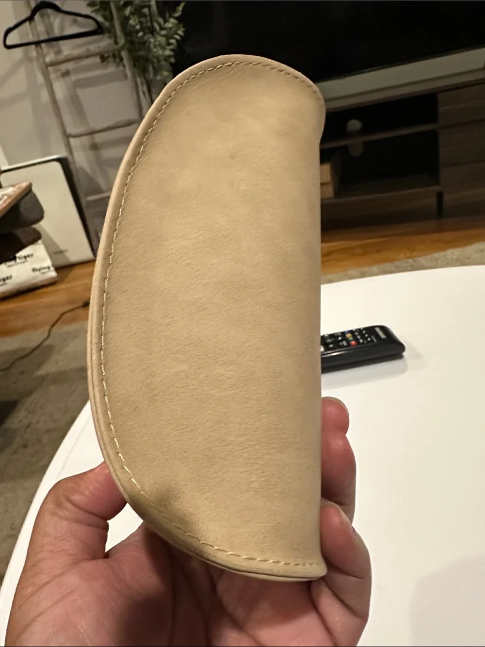 Chloe Beige Clutch Sunglasses Case with Gold Plaque